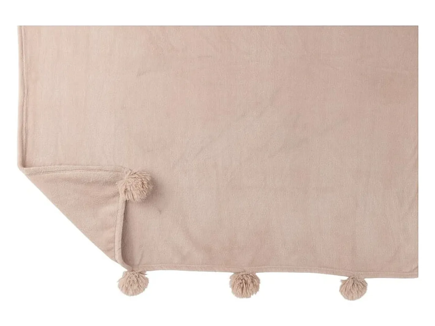 Online J-Line Manta con pompones de poliéster beige oscuro 173x126cm Color natural claro