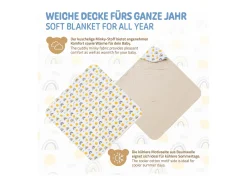 Joyz Ropa De Cama-Manta de algodón con capucha para bebé para asiento de coche o cochecito arcoíris/ Beige
