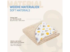 Joyz Ropa De Cama-Manta de algodón con capucha para bebé para asiento de coche o cochecito arcoíris/ Beige