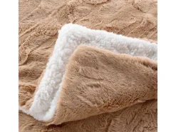 Outlet Douceur d'intérieur Manta de Imitación de Piel de Zorro "Foxy" 125x150cm Reversible Sherpa Confortable y Suave - Certificado Oeko-TEX Marru00f3n
