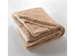 Outlet Douceur d'intérieur Manta de Imitación de Piel de Zorro "Foxy" 125x150cm Reversible Sherpa Confortable y Suave - Certificado Oeko-TEX Marru00f3n
