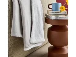 Sweeek Ropa De Casa-Manta en borreguito y gasa de algodón, 130cm Gris