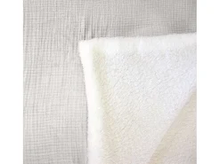 Sweeek Ropa De Casa-Manta en borreguito y gasa de algodón, 130cm Gris