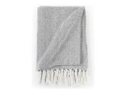 Ropa De Cama-Manta en espiguilla de algodón 160x210 cm ES317064 Gris