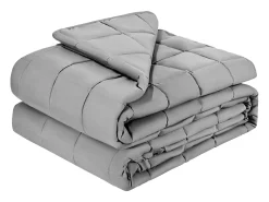 Ropa De Cama-Manta Lastrada SucceBuy, Edredón Pesado 152 x 203 cm, 11,5 kg, con Perlas de Vidrio, Apto para Personas de 113-140 kg, para Aliviar la Ansiedad y el Estrés, Gris