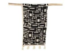 Bazar Bizar Ropa De Casa-Manta para Cama Aztec - Natural Negro