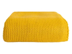 Sale Manta plaid amarilla relieve con borlas 130x170cm TRICOT - SACASA Amarillo