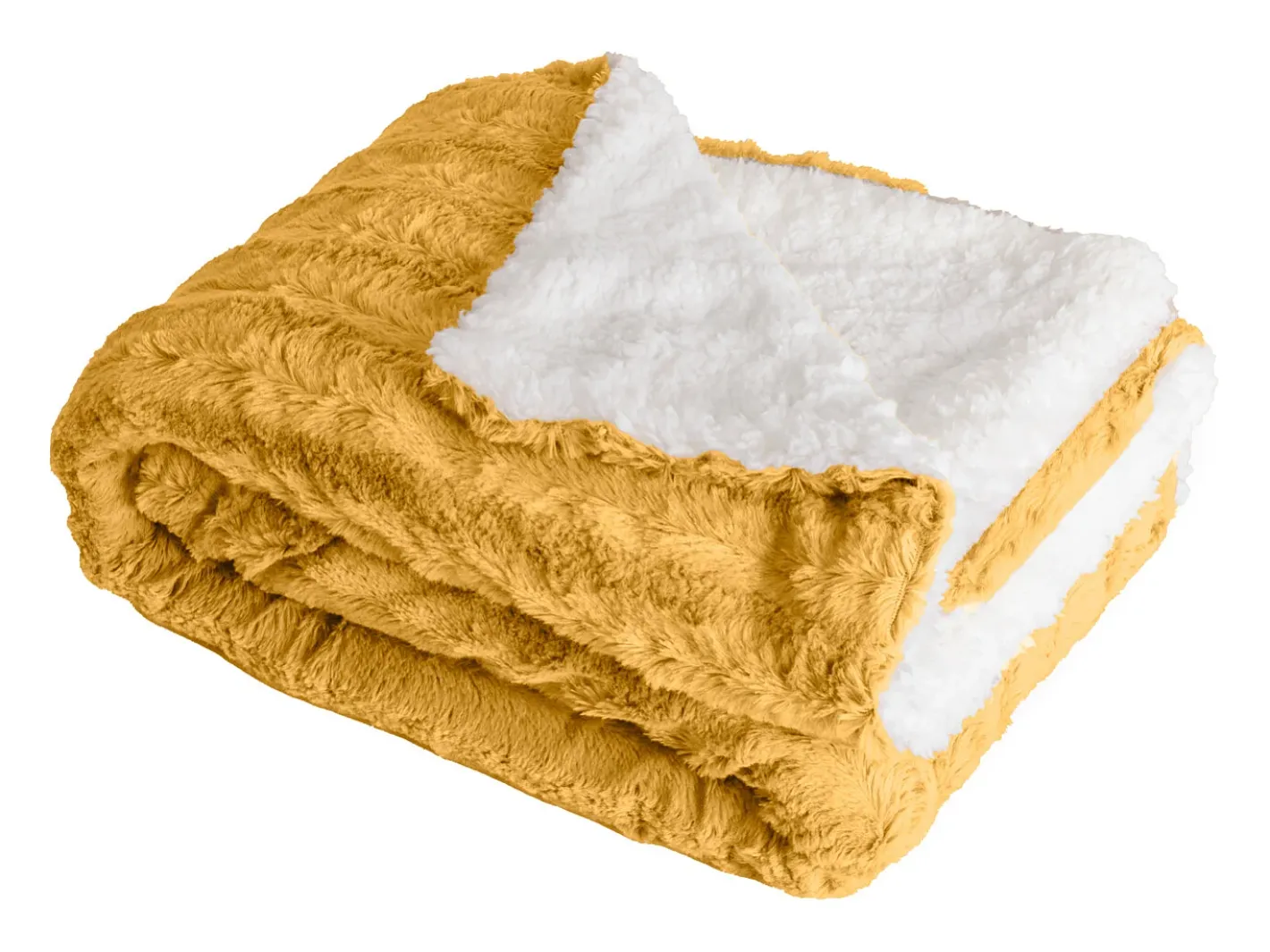 Best Manta plaid bitono amarilla y blanca 130x170cm BERGIL - SACASA Amarillo