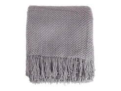 Manta plaid claro texturizado y con flecos 180x220cm DENARLA - SACASA Gris Sale