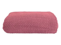 Manta plaid frambuesa texturizado y con flecos 130x170cm DENARLA - SACASA Rosa Outlet