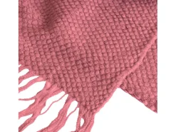 Manta plaid frambuesa texturizado con flecos 180x220cm DENARLA - SACASA Rosa Discount