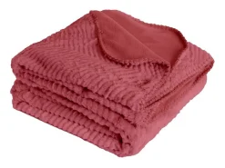 Outlet Manta plaid frambuesa relieve espiga 130x170cm ARYNDAL - SACASA Rosa