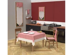 Soleil d'ocre Mantelería-Mantel cuadrado de algodón antimanchas 140x140 cm VICHY, por Rojo