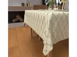 Soleil d'ocre Mantel festivo rectangular antimanchas de puro algodón 160x300 cm plata CELESTE, por Beige Hot