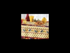 Promo Linge Mantelería-Mantel provenzal rectangular o redondo de poliéster antimanchas limón 150 x 300 cm Rojo