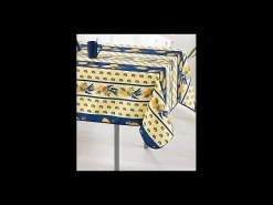 Promo Linge Mantel provenzal rectangular o redondo de poliéster antimanchas limón 150 x 240 cm Azul Hot