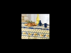 Promo Linge Mantel provenzal rectangular o redondo de poliéster antimanchas limón 150 x 240 cm Azul Hot