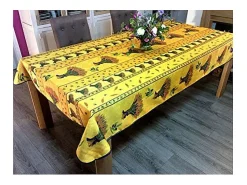 Promo Linge Mantelería-Mantel rectangular de tela Ramo de trigo azul 240 x 150 cm Amarillo