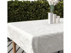 Soleil d'ocre Mantelería-Mantel rectangular estampado antimanchas 140x200 cm VENUS, por Blanco