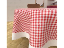 Soleil d'ocre Mantel redondo antimanchas de algodón diámetro 160 cm VICHY, por Rojo Sale
