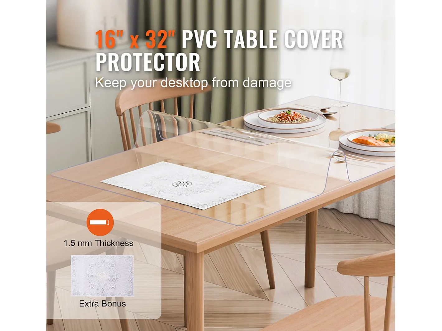 New Mantel SucceBuy Protección de Mesa en PVC, 41 X 81 CM, Manguito en Plástico , 0.15CM de Grosor Transparente