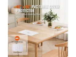 Mantelería-Mantel SucceBuy Protección de Mesa en PVC 107 X 152 CM, Protección de Escritorio Helada de 0.15CM de Grosor Transparente