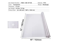 Mantelería-Mantel SucceBuy Protección de Mesa en PVC 107 X 152 CM, Protección de Escritorio Helada de 0.15CM de Grosor Transparente