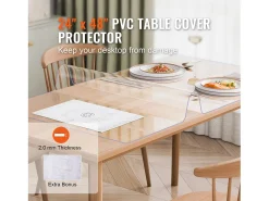 Mantel SucceBuy Protección de Mesa en PVC, 61 X 122 CM, Manguito en Plástico , 0.2CM de Grosor Transparente Sale