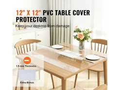 Mantelería-Mantel SucceBuy Protector de Mesa en PVC 30 X 30 CM, Protector de Escritorio en Plástico 0.15CM de Grosor Transparente