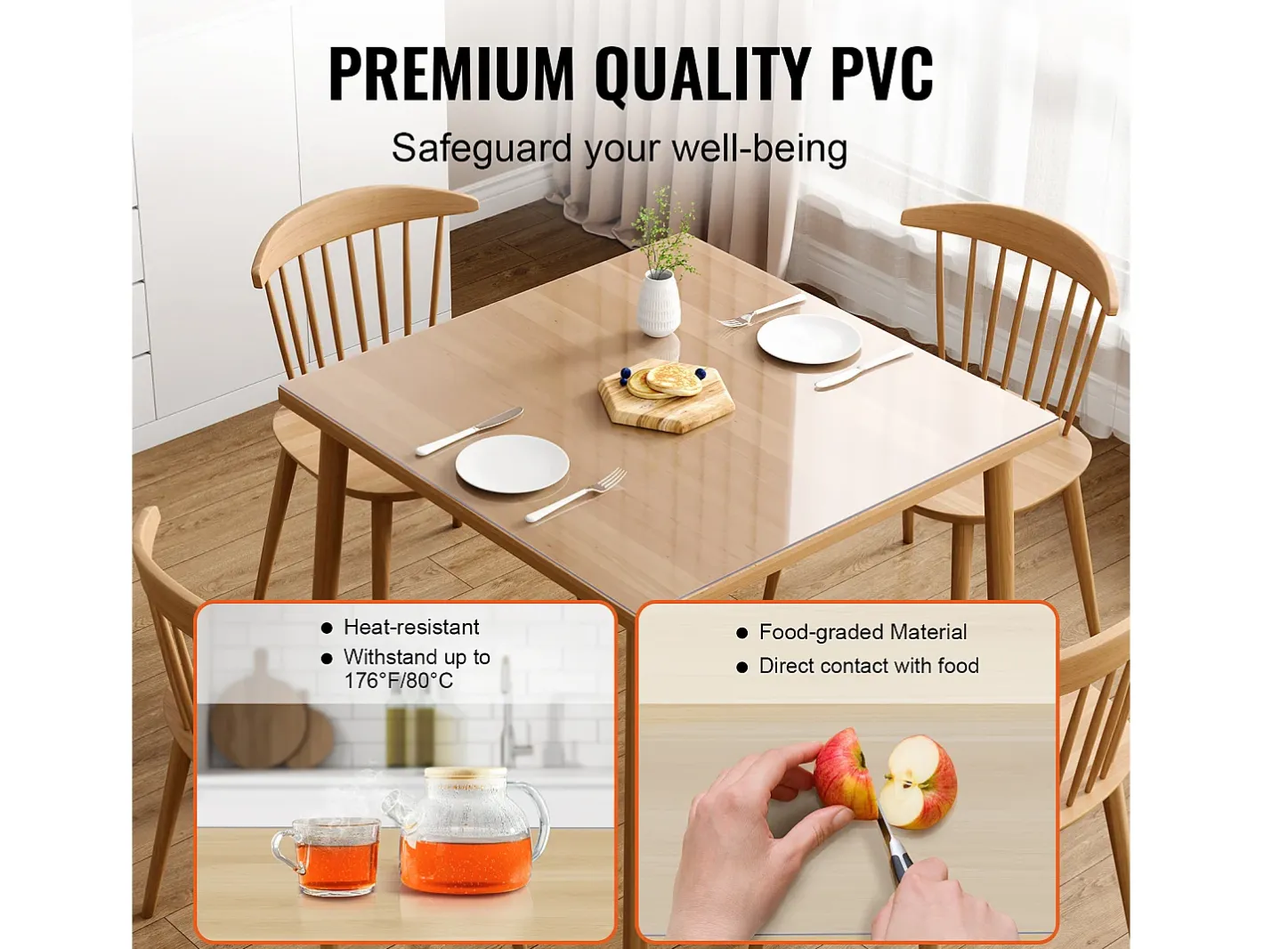 Mantelería-Mantel SucceBuy Protector de Mesa en PVC 30 X 30 CM, Protector de Escritorio en Plástico 0.15CM de Grosor Transparente