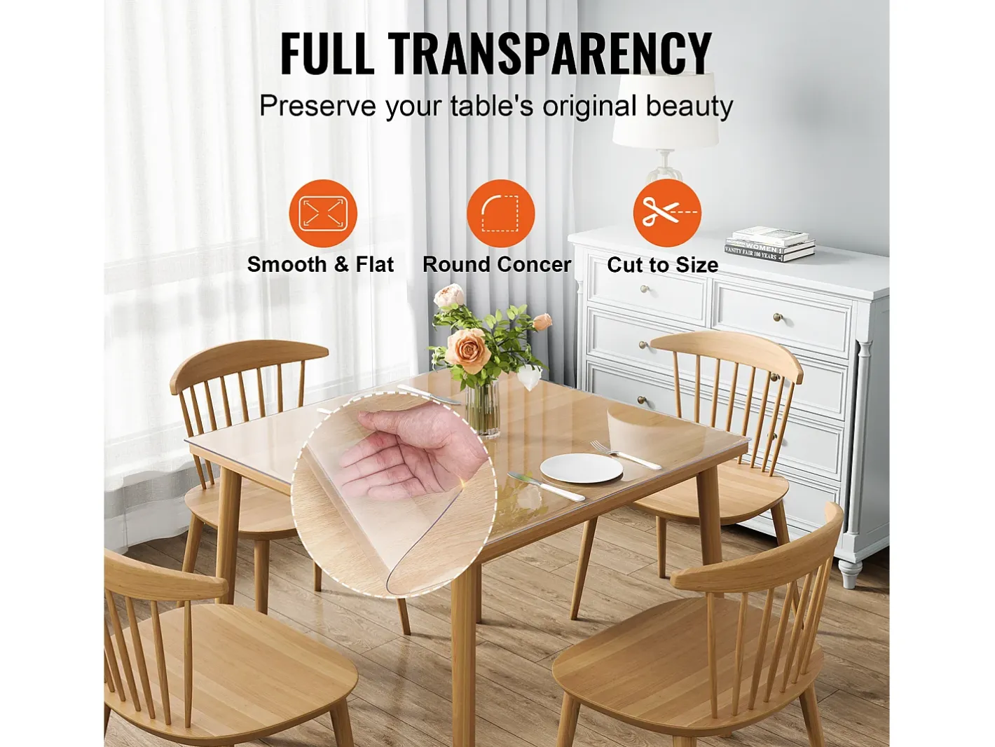 Mantelería-Mantel SucceBuy Protector de Mesa en PVC 30 X 30 CM, Protector de Escritorio en Plástico 0.15CM de Grosor Transparente