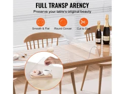 Best Mantel SucceBuy Protector de Mesa de PVC de 61 x 243 cm, Tapete de Escritorio de Plástico , 1.5 mm de Grosor Transparente