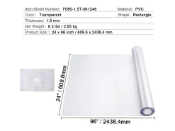 Best Mantel SucceBuy Protector de Mesa de PVC de 61 x 243 cm, Tapete de Escritorio de Plástico , 1.5 mm de Grosor Transparente
