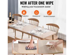 Best Mantel SucceBuy Protector de Mesa de PVC de 61 x 243 cm, Tapete de Escritorio de Plástico , 1.5 mm de Grosor Transparente