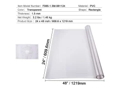 Mantelería-Mantel SucceBuy Protector de Mesa de PVC, 61 x 122 cm, Tapete de Escritorio de Plástico Esmerilado, 1,5 mm de Grosor Transparente