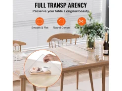 Sale Mantel SucceBuy Protector de Mesa de PVC de 101.6 x 203.2 cm, Cubierta de Escritorio , 2.0 mm de Grosor Transparente