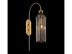 Maytoni Aplique Para Pared-Antic Lámpara de pared moderna dorada, pantalla de vidrio coñac Marru00f3n