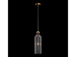 Clearance Maytoni Antic Lámpara de techo colgante moderna delgada dorada, pantalla cristal Gris