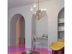 Maytoni Arco Lámpara de techo colgante neoclásica de brazos múltiples Latón, pantalla de vidrio Camel Sale