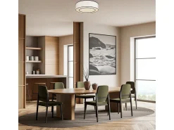 Maytoni Plafón-Bergamo Lámpara de techo cilíndrica moderna de 3 luces blanca, pantalla blanca y negra, E27 Blanco