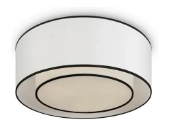 Maytoni Plafón-Bergamo Lámpara de techo cilíndrica moderna de 3 luces blanca, pantalla blanca y negra, E27 Blanco