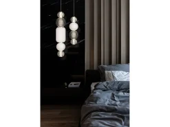 Discount Maytoni Collar Lámpara de techo colgante de cromo LED integrada con collar moderno Pantalla de vidrio Gris