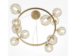 Clearance Maytoni Dallas Lámpara de Techo Colgante Moderna de 1 Globo Dorada, Pantalla Coñac, G9 Dorado