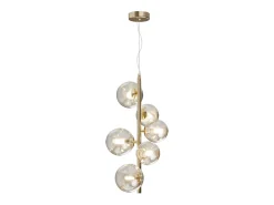 Maytoni Dallas Moderna lámpara de techo colgante de 6 luces en forma de globo dorado, pantalla de coñac, G9 Beige Sale