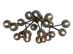 Maytoni Plafón-Dallas Moderna lámpara de techo con forma de globo de 20 luces, mate, pantalla ahumada, G9 Negro