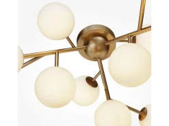 Best Maytoni Dallas Moderna lámpara de techo con forma de globo de 12 luces dorada, pantalla de coñac, G9 Dorado