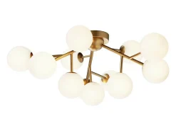 Best Maytoni Dallas Moderna lámpara de techo con forma de globo de 12 luces dorada, pantalla de coñac, G9 Dorado