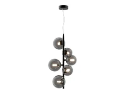 Maytoni Dallas Moderna lámpara de techo colgante de barra de 6 luces negra, pantalla ahumada, G9 Negro Discount