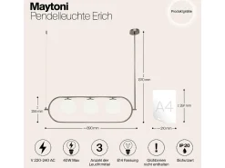Sale Maytoni Erich Plafón colgante globo moderno 3 luces Níquel E14 Gris