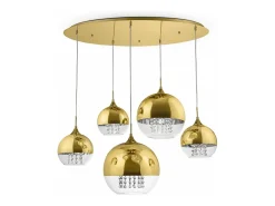 Maytoni Lámpara Suspendida-Fermi Moderna lámpara de techo colgante Fermi de 5 luces en racimo Dorado